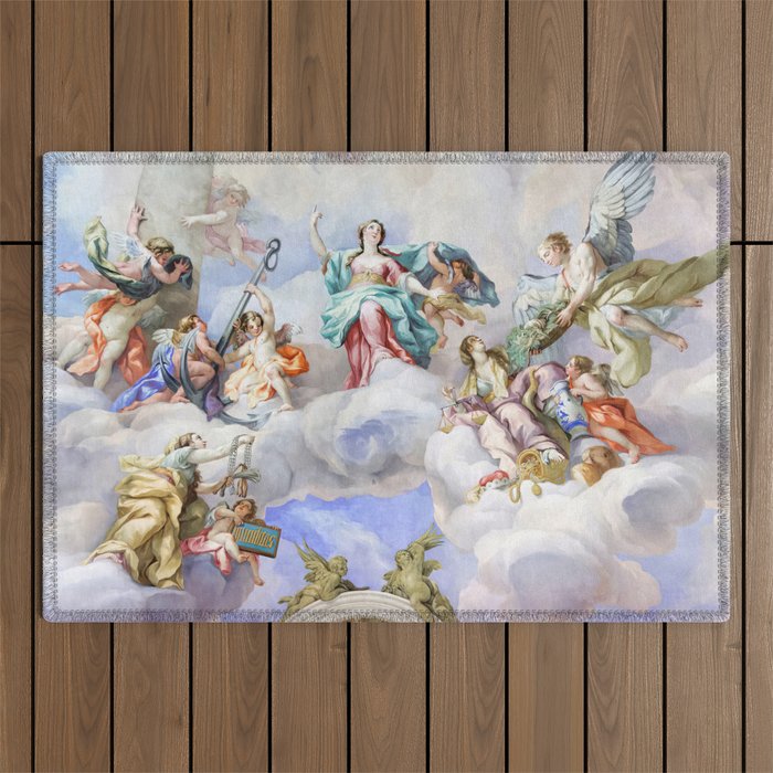 Baroque mural painting in Karlskirche (St. Charles's Church), Vienna, Austria Outdoor Rug