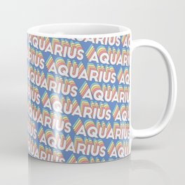 Aquarius Trendy Rainbow Text Pattern (Blue) Mug