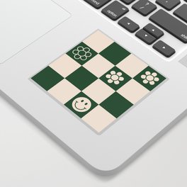 Green Checkered Y2k Sticker