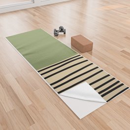 Abstract mid century modern minimalist stripes- Sage green Yoga Towel