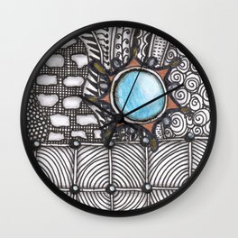 Turquoise Jeweled Tangle Art Wall Clock | Doodles, Artsydecor, Stone, Rock, Drawing, Artsy, Penandink, Isolatedcolor, Turquoise, Beautifultangles 