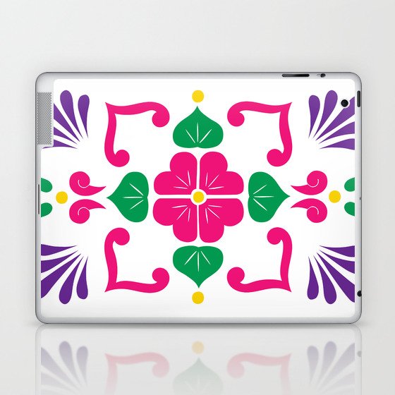Pink 1, Framed Talavera Flower Laptop & iPad Skin