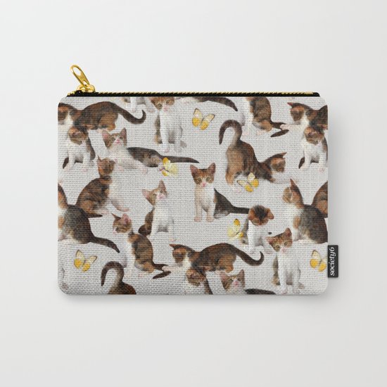 Kittens and Butterflies - a painted pattern Carry-All Pouch