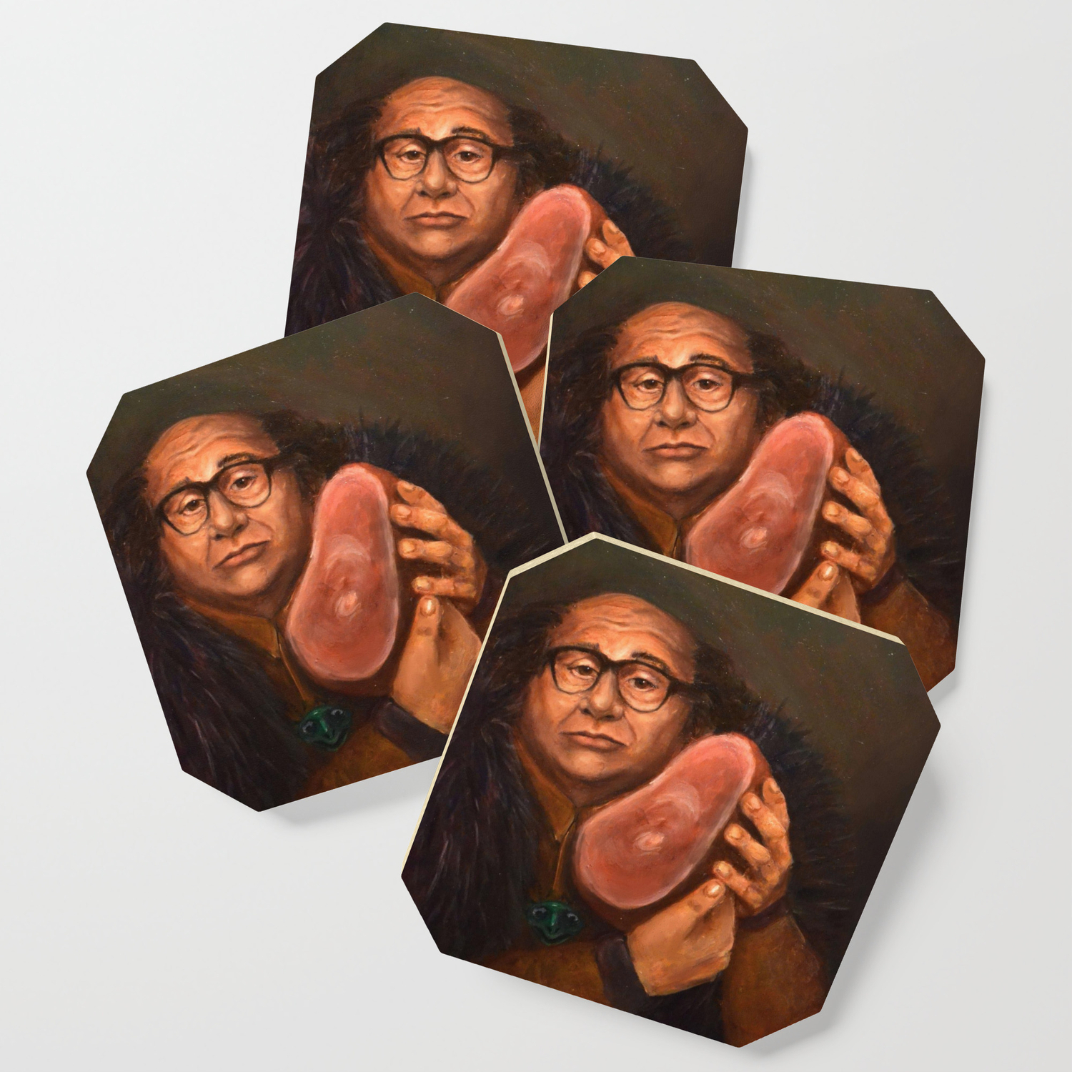 Danny Devito With His Beloved Ham Coaster By Deniselemons Society6
