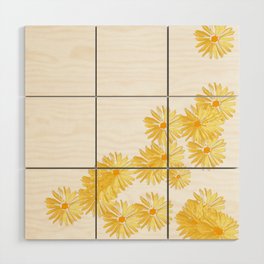 Flower minimal margarita daisy yellow Wood Wall Art
