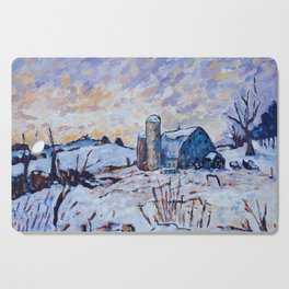 Snowy Evening at Webster Township Cutting Board