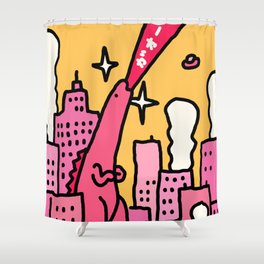 Pink Godzilla Shower Curtain