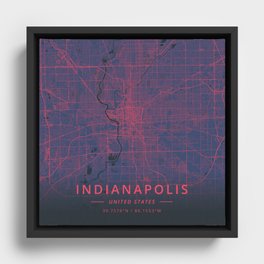 Indianapolis, United States - Neon Framed Canvas
