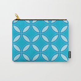 Abstract Leaves and Round Shapes pattern - Cyan and Blizzard Blue Carry-All Pouch | Oldstyled, Graphicdesign, Pattern, Cool, Printandpattern, Shapes, Geometric, Decorative, Trendy, Bestselling 