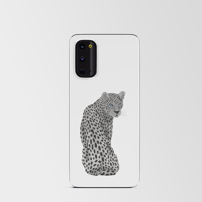 digital painting of a gray leopard Android Card Case