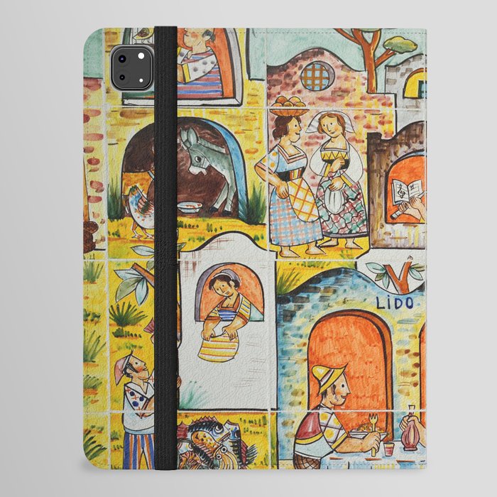 Amalfi Coast Italy illustrated on ceramic tiles | Italian culture | Amalfi village iPad Folio Case