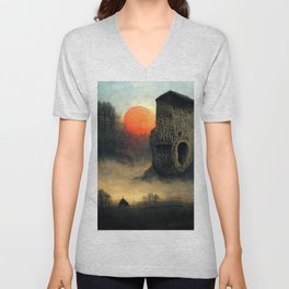 Sunset on a strange alien world V Neck T Shirt