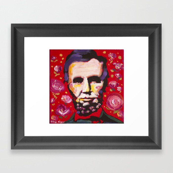 Abraham Lincoln Floral Portrait Framed Art Print