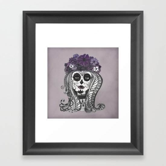 FLOWER CANDY SKULL Framed Art Print