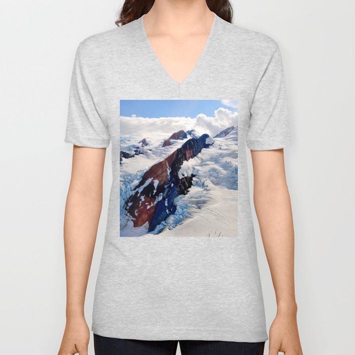 Snowy Peak V Neck T Shirt