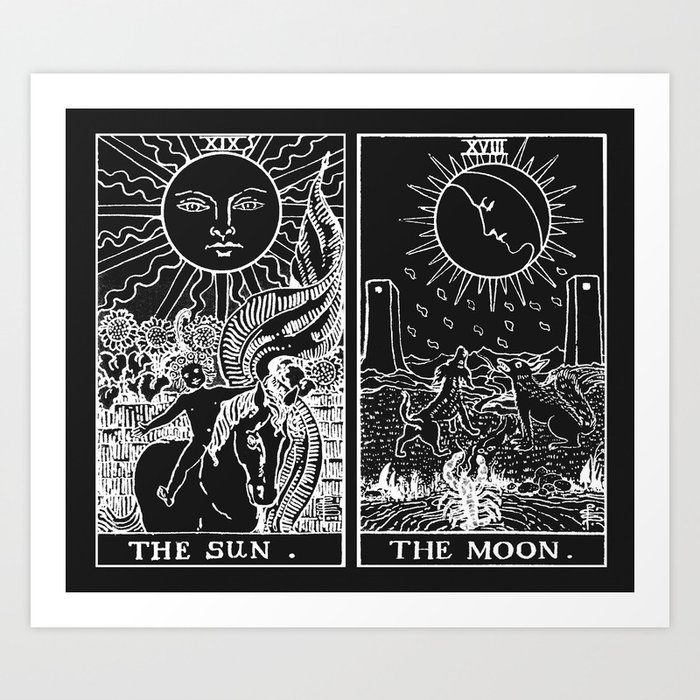 The Sun and Moon Tarot Cards | Obsidian & Pearl Art Print by Sea Society6