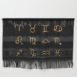 Zodiac constellations symbols in gold Wall Hanging