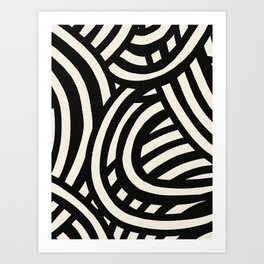 Black and white stripe abstract graphic design Art Print