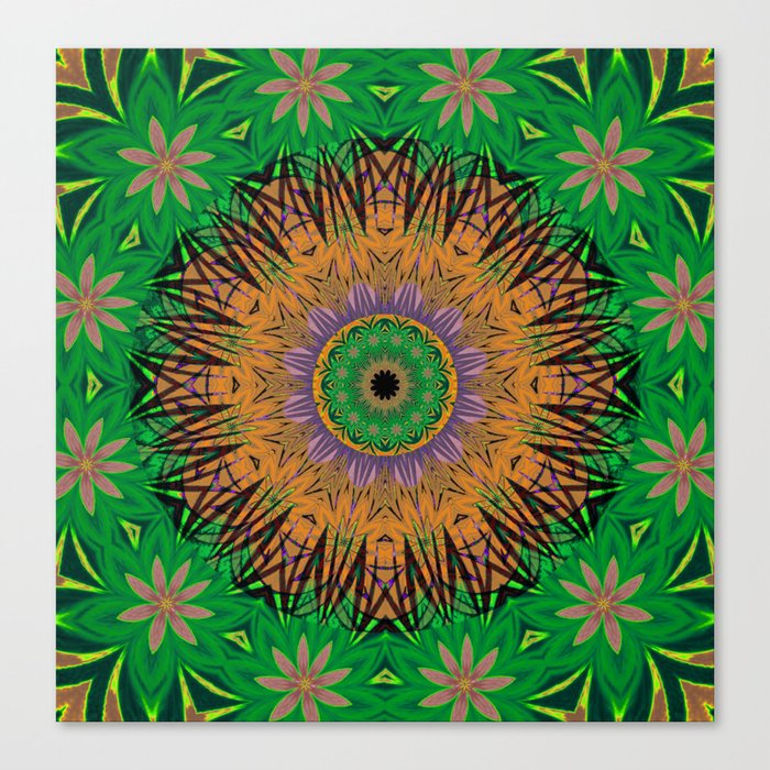 Retro Digital Art Polynesian Psychedelic Fun Floral Canvas Print By Carlieamberpartridge