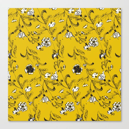 Yellow Floral Pattern Canvas Print