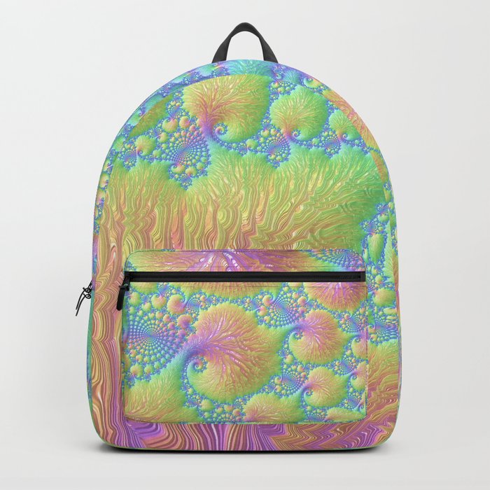 Abstract Coral Reef Colorful Nautilus Sea Shell Fractal Art Ammonite Spiral Swirl Pastel Pattern Backpack