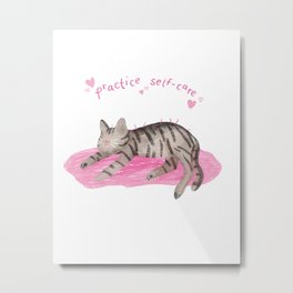 Self Care Kitty Metal Print | Acupuncture, Selfcare, Painting, Whimsical, Lula, Kitty, Digital, Blindcat, Inspiration, Blindkitty 