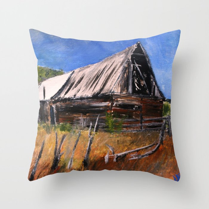 Old Barn New Mexico Desert Contemporary Acrylic Painting Throw