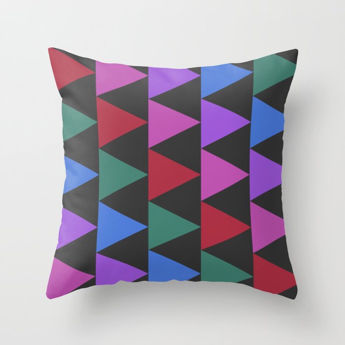 Colorful triangles on dark background Throw Pillow