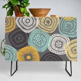 Linocut Flower Pattern Credenza