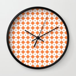 Seamless Orange Peel and White colors geometric pattern. Wall Clock