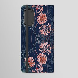 Art Nouveau floral pattern with lines – dark blue Android Wallet Case