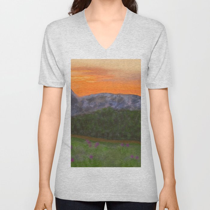 Sunset Hike  V Neck T Shirt