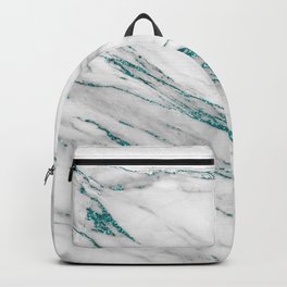Gray Marble Aqua Teal Metallic Glitter Foil Style Backpack