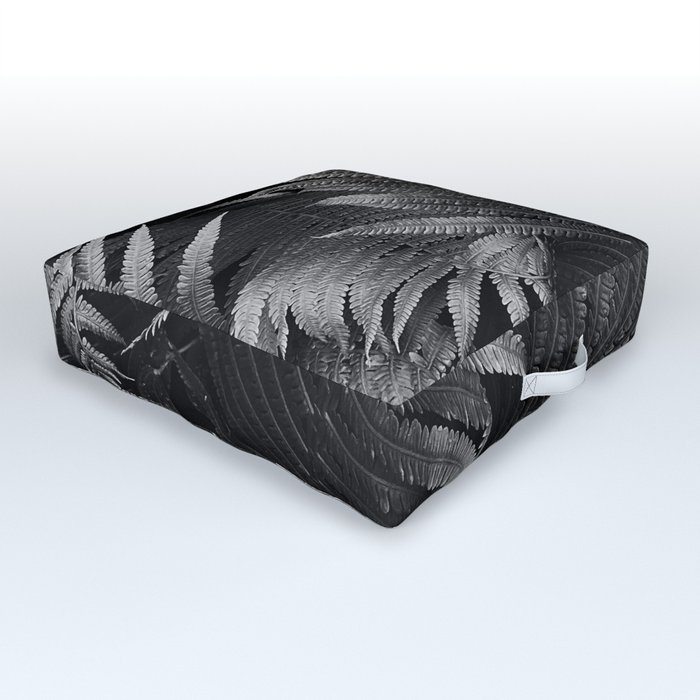 Leaves of green fern nature portrait black and white photograph / photography Outdoor Floor Cushion