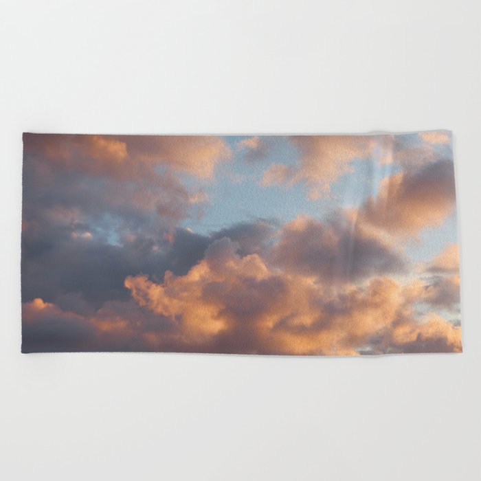 Peach Clouds Beach Towel
