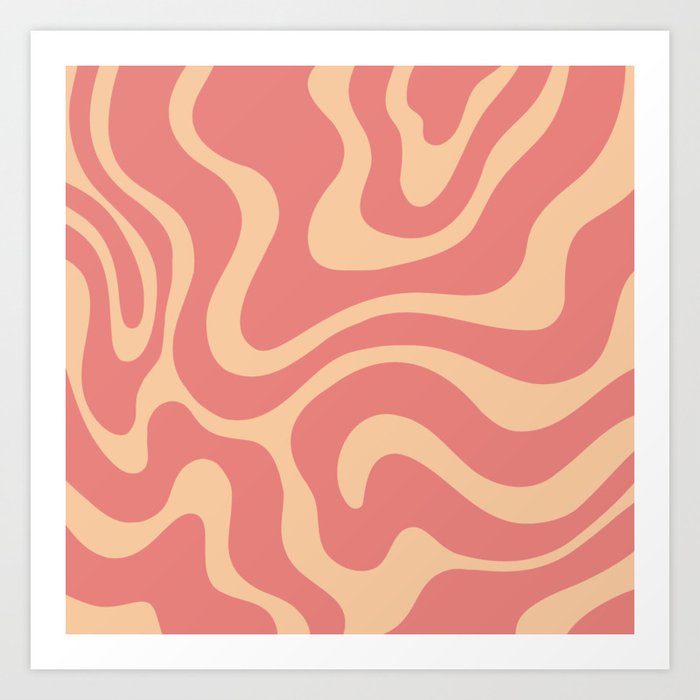 Warped Swirl Marble Pattern (coral/pink/peach) Art Print