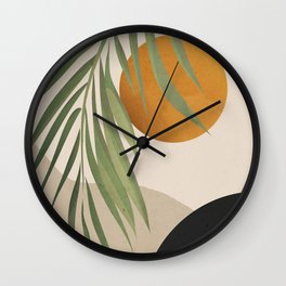 Abstract Art Tropical Leaves 47 Wall Clock | Sun, Leaf, Nature, Travel, Botanical, Painting, Summer, Line, Watercolor, Illustration 