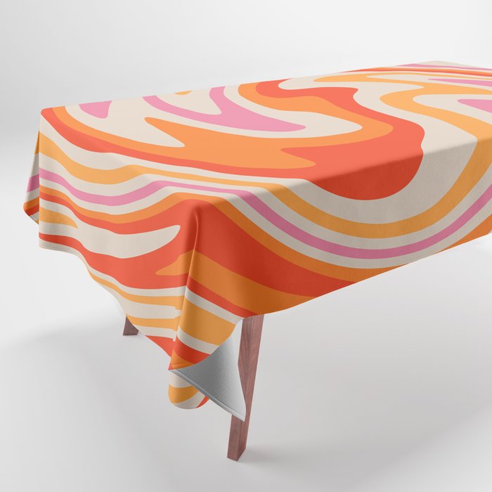70s Retro Swirl Color Abstract Tablecloth