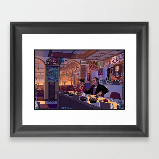 Diner Scene Framed Art Print