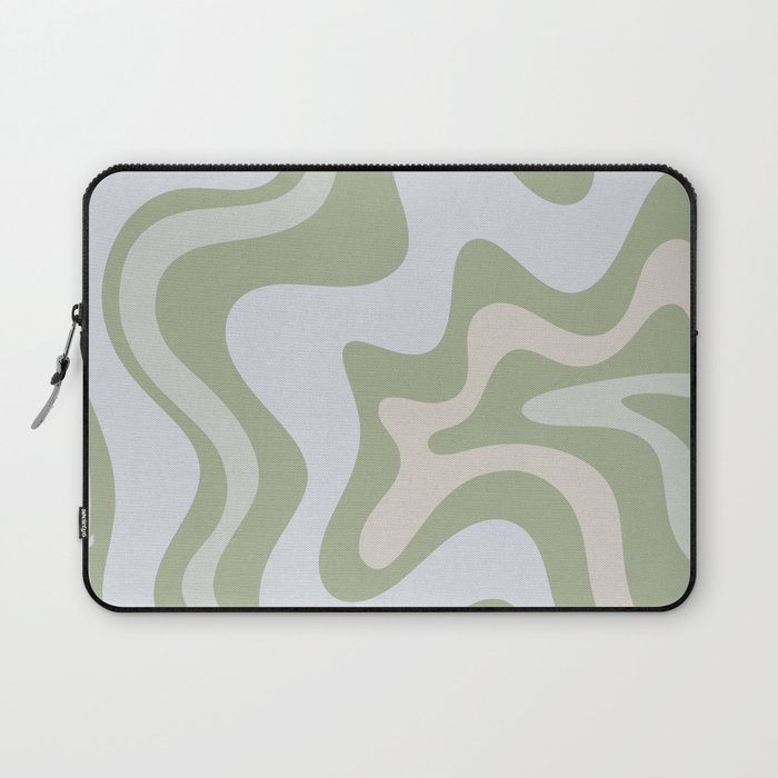 Liquid Swirl Contemporary Abstract Pattern in Light Sage Green Laptop Sleeve