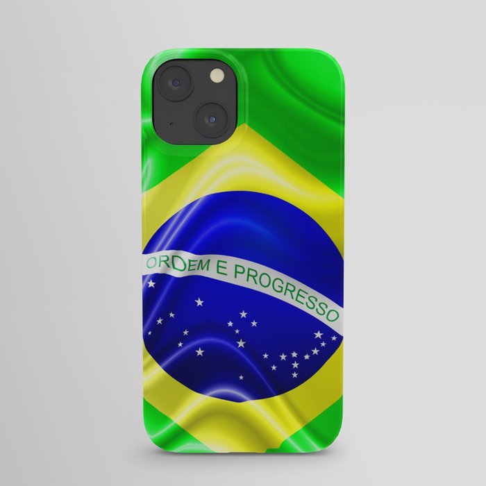 Brazil Flag Waving Silk Fabric iPhone Case