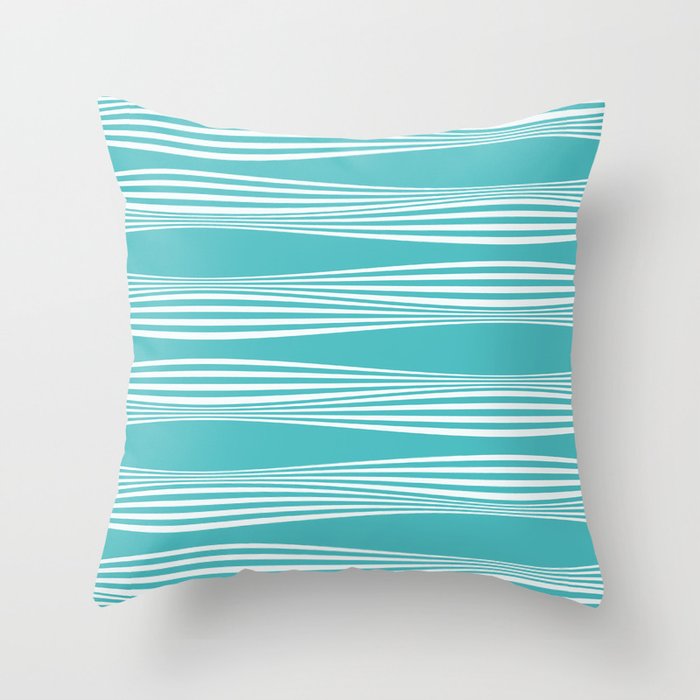 wavy stripes in aqua Throw Pillow