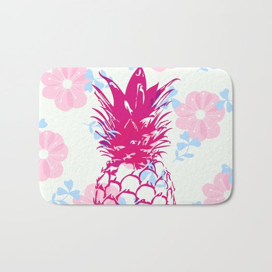 Beautiful Pineapple Flowers Pattern Bath Mat