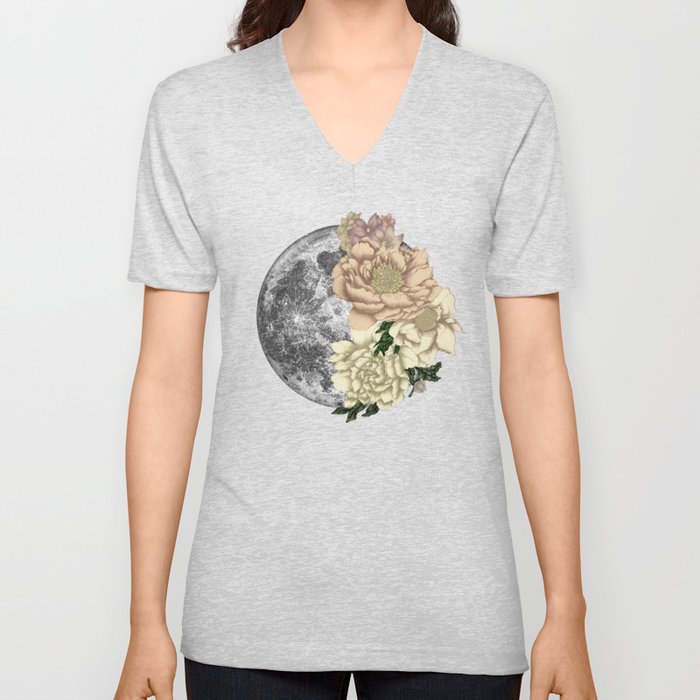 Moon Abloom Cream Garden V Neck T Shirt