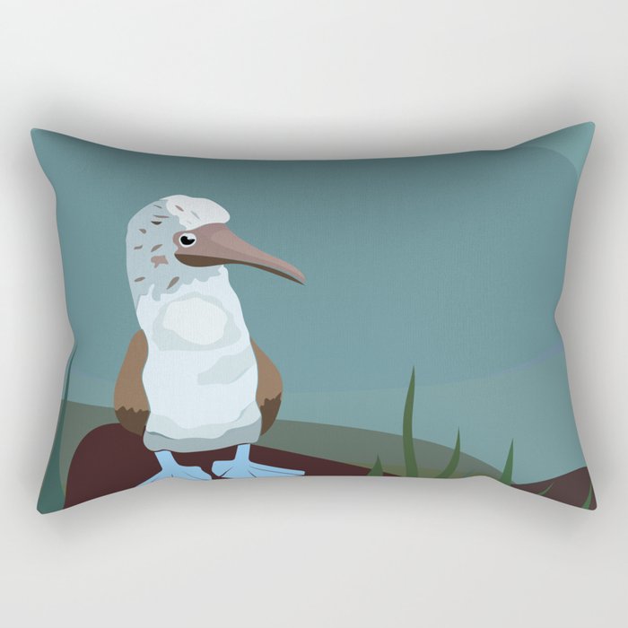 Blue-footed Booby in the wild. Rectangular Pillow