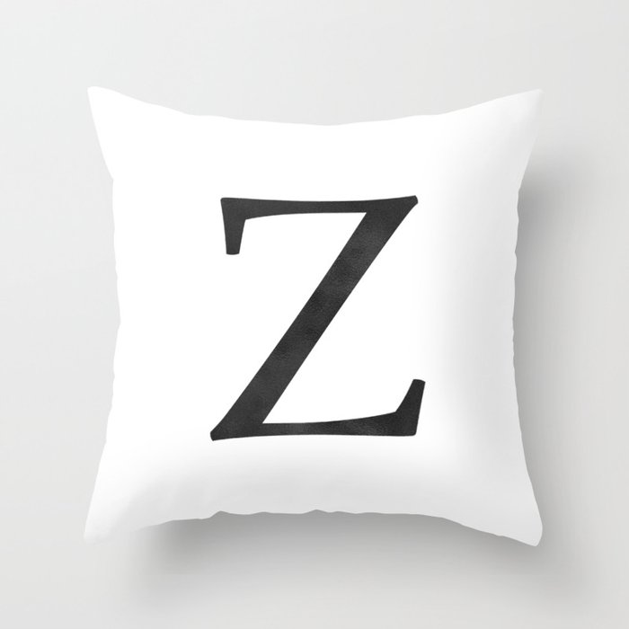Letter Z Initial Monogram Black And White Throw Pillow By