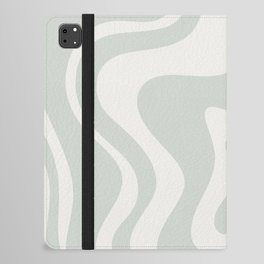 Liquid Swirl Modern Abstract Pattern in Pale Stone and Light Silver Sage Gray iPad Folio Case