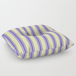 [ Thumbnail: Pale Goldenrod and Slate Blue Colored Striped/Lined Pattern Floor Pillow ]
