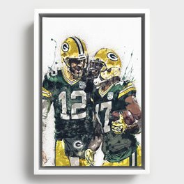 Green poster, Rodgers, Football art painting, canvas, print Framed Canvas