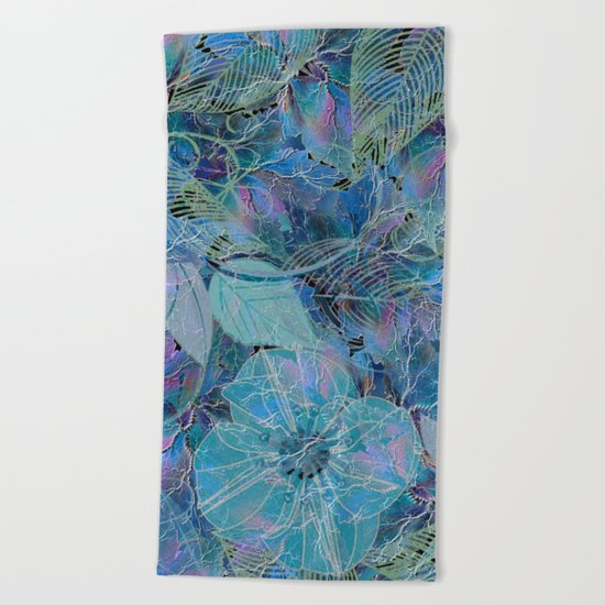 Blue-blue and Some Pink Blob Beach Towel